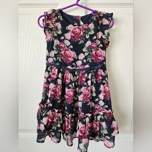 Janie and Jack Girl's Navy Blue Floral Tank Top Dress Size 3